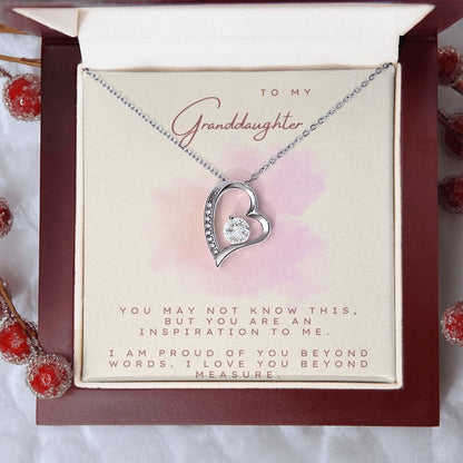 Jewelry 14k White Gold Finish / Luxury Box Forever Love Necklace For My Grand-Daughter