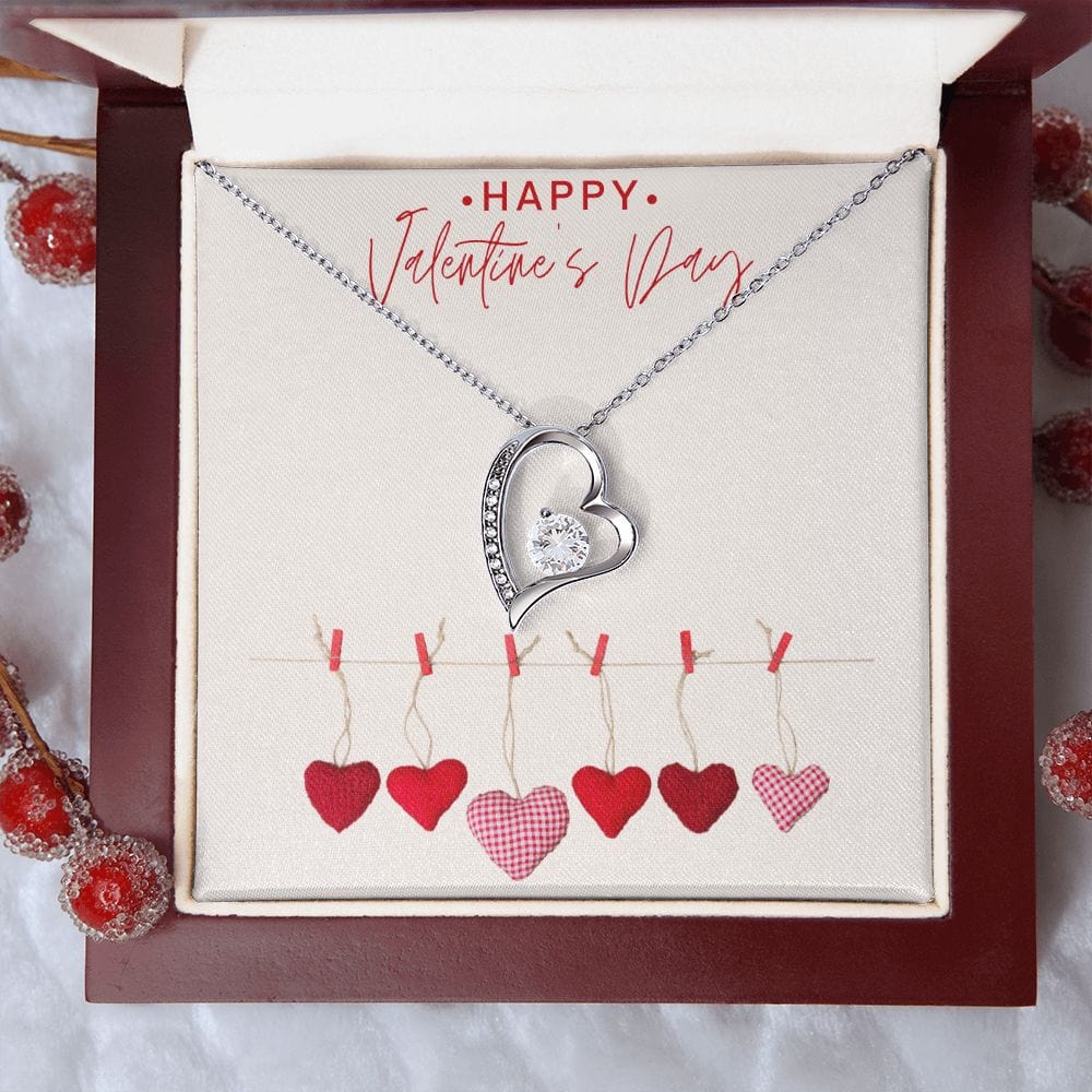 Jewelry 14k White Gold Finish / Luxury Box Forever Love Necklace For My Valentine