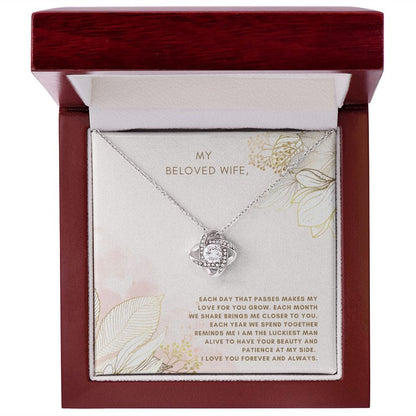 Jewelry 14K White Gold Finish / Luxury Box Love Knot Necklace For My Beloved Wife