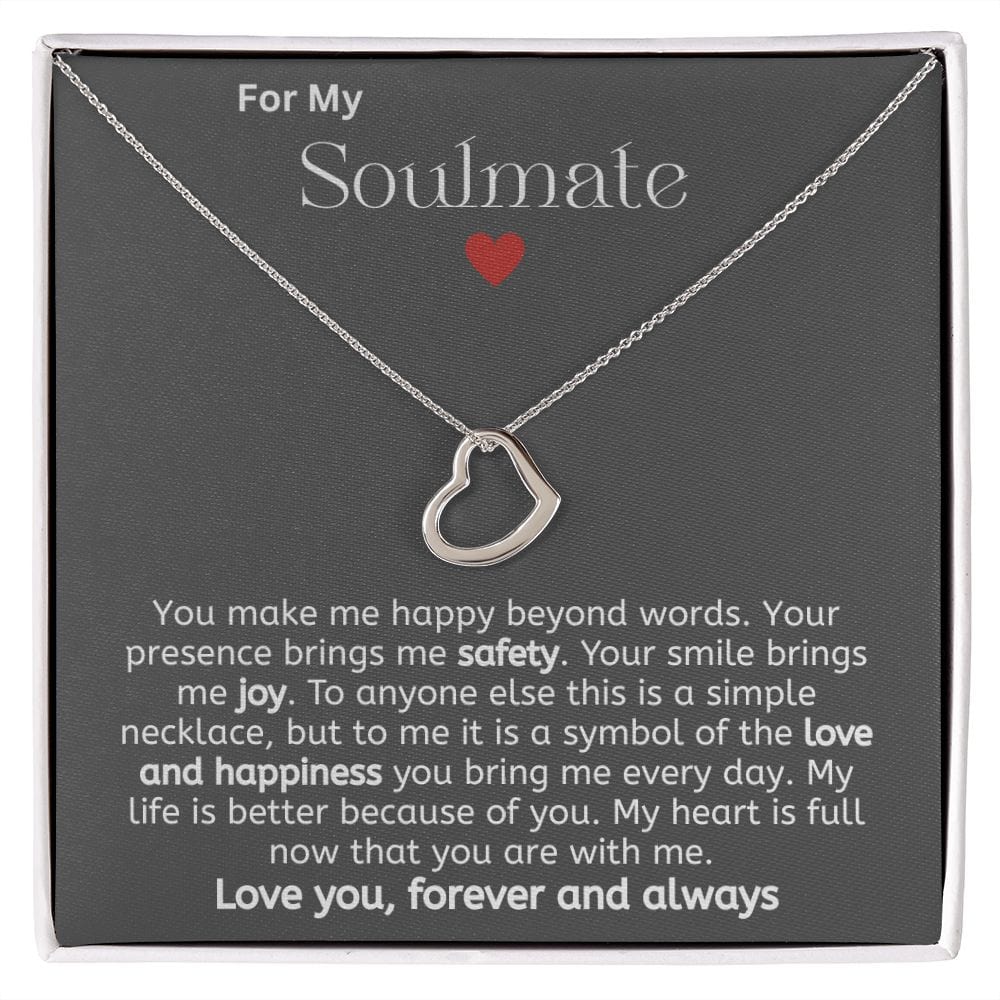 Jewelry 14K White Gold Finish / Standard Box Delicate Heart Necklace For My Soulmate