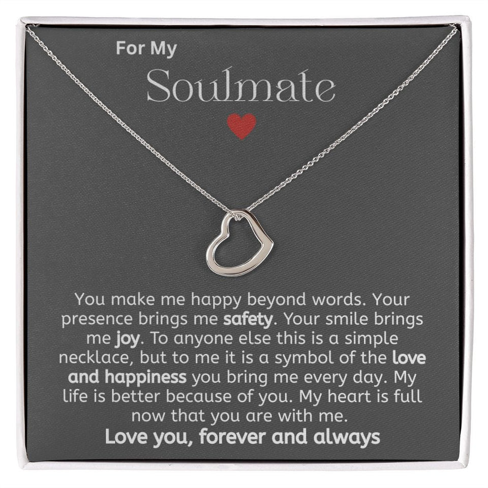 Jewelry 14K White Gold Finish / Standard Box Delicate Heart Necklace For My Soulmate