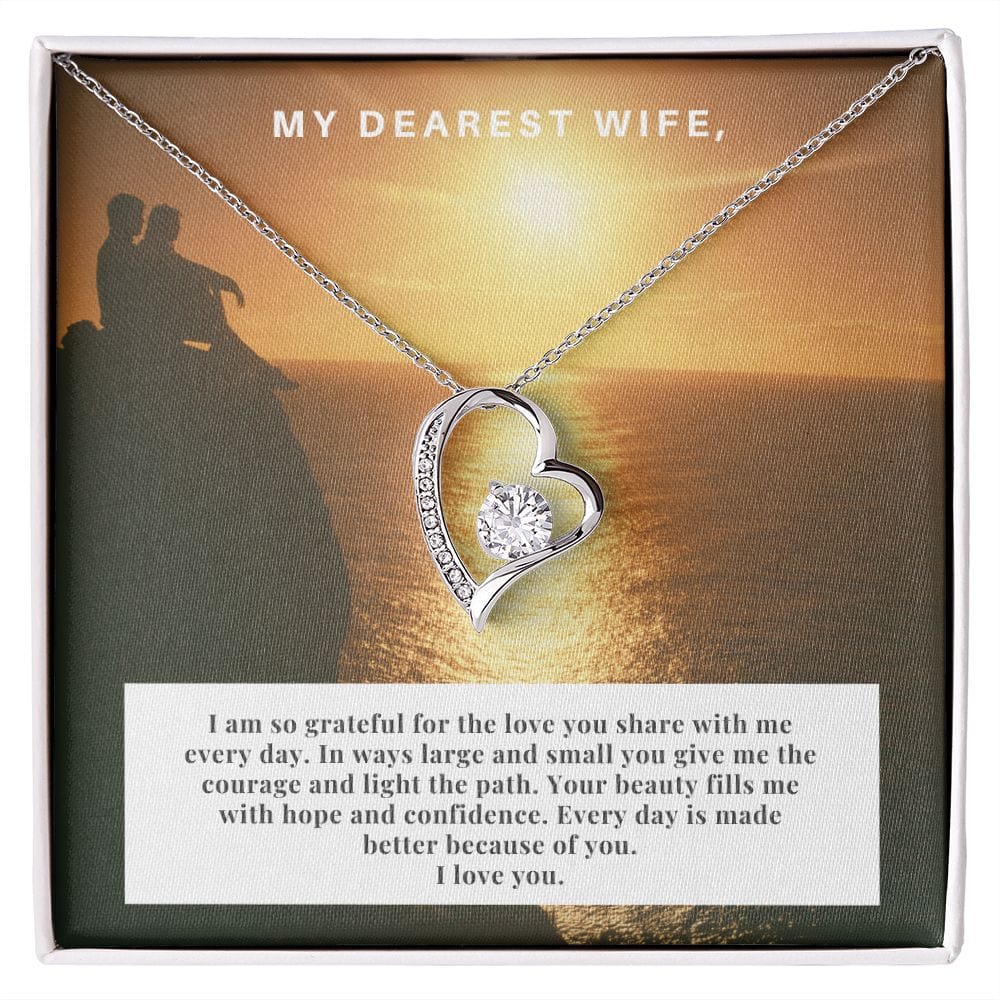 Jewelry 14k White Gold Finish / Standard Box Forever Love Necklace For My Dearest Wife