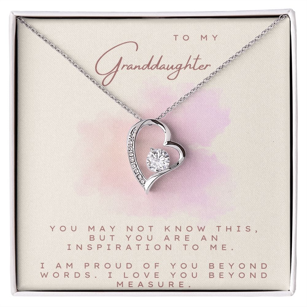 Jewelry 14k White Gold Finish / Standard Box Forever Love Necklace For My Grand-Daughter