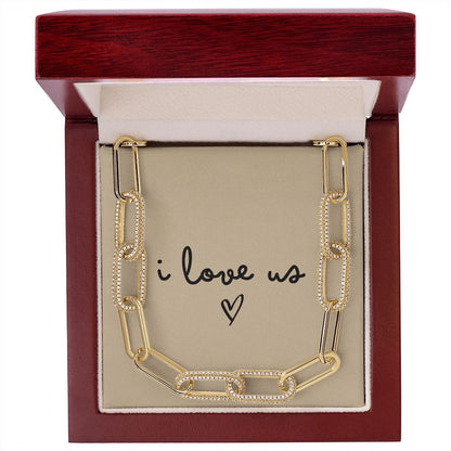 Jewelry 14K Yellow Gold Finish Forever Linked Necklace ( I LOVE US )