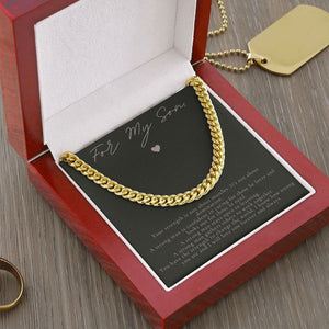 Jewelry 14K Yellow Gold Finish / Luxury Box Cuban Link Chain For My Son