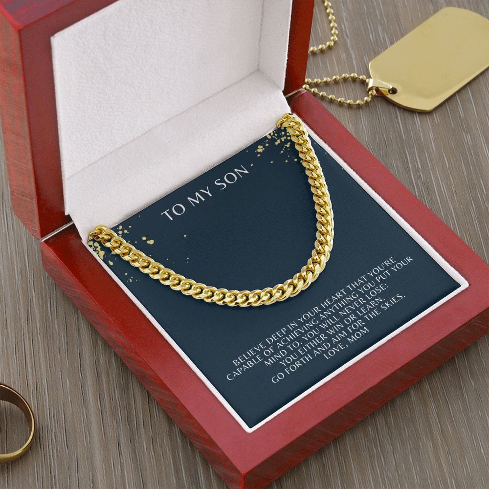 Jewelry 14K Yellow Gold Finish / Luxury Box Cuban Link Chain For My Son