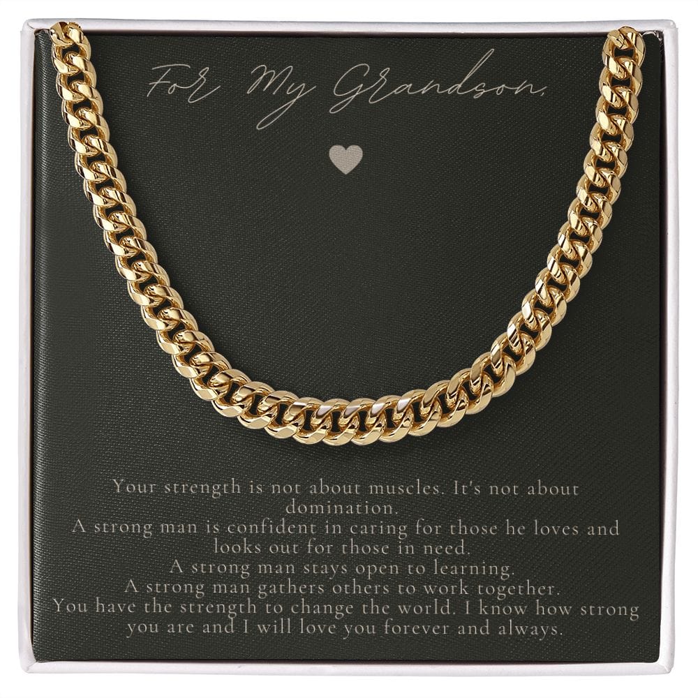 Jewelry 14K Yellow Gold Finish / Standard Box Cuban Link Chain For Grandson - 3