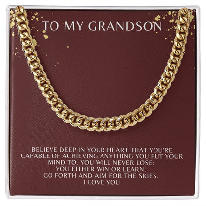 Jewelry 14K Yellow Gold Finish / Standard Box Cuban Link Chain For My Grandson - 1