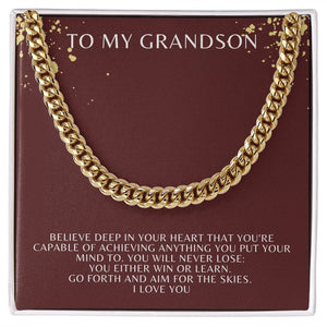 Jewelry 14K Yellow Gold Finish / Standard Box Cuban Link Chain For My Grandson - 1