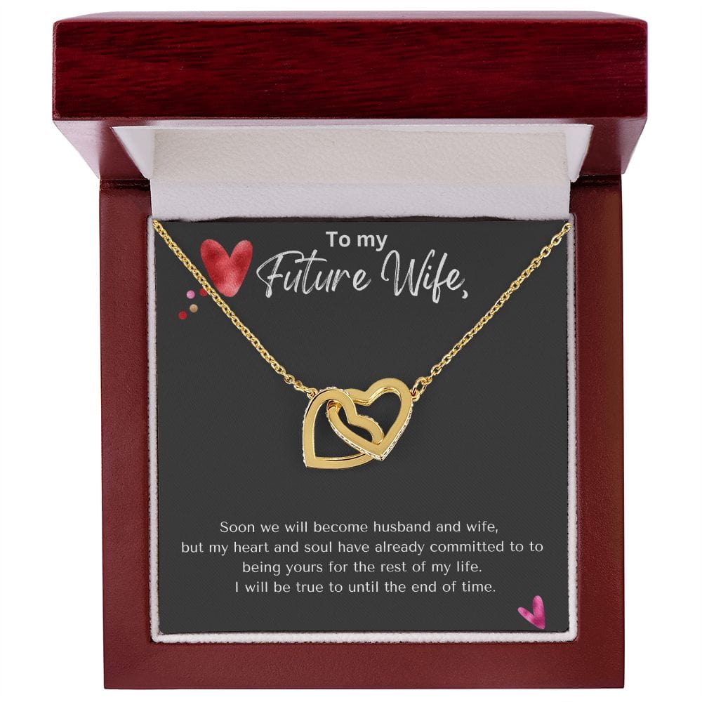 Jewelry 18K Yellow Gold Finish / Luxury Box Interlocking Hearts necklace For My Future Wife