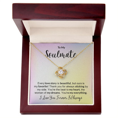 Jewelry 18K Yellow Gold Finish / Luxury Box The Love Knot Necklace For My Soulmate