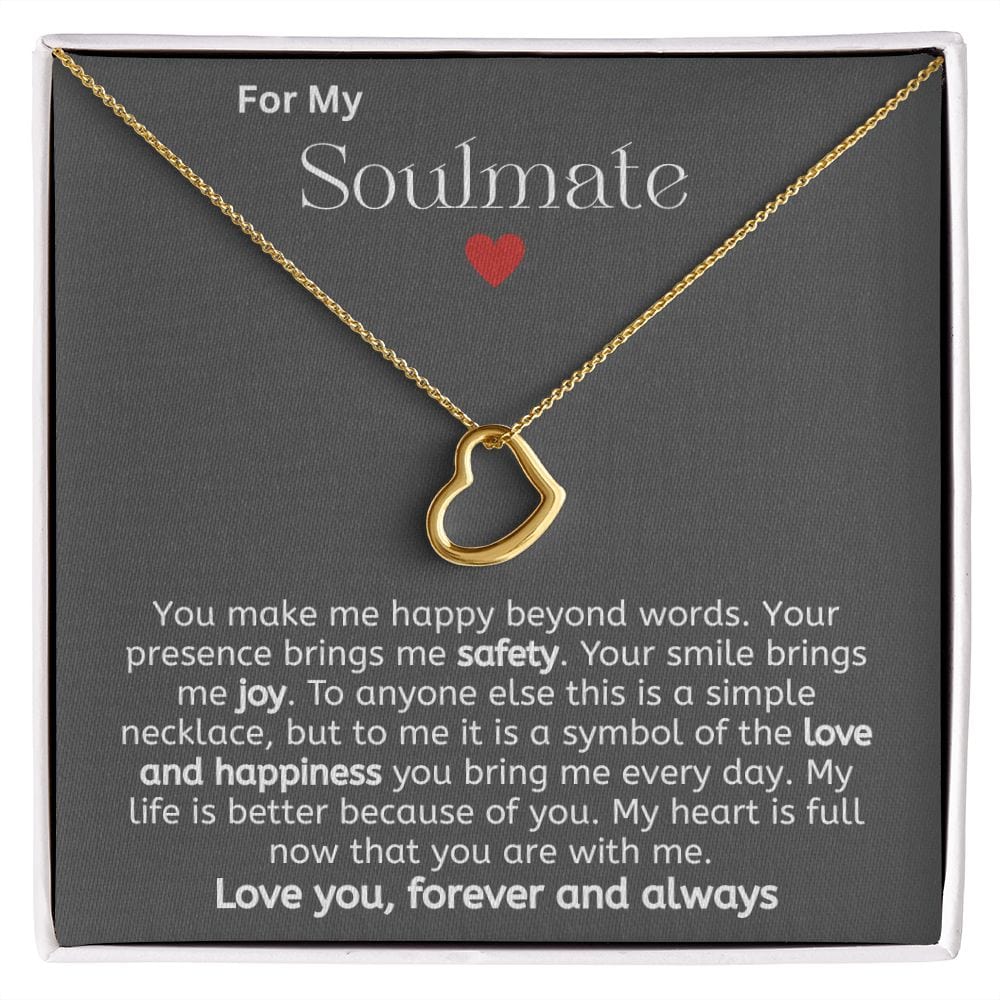 Jewelry 18k Yellow Gold Finish / Standard Box Delicate Heart Necklace For My Soulmate