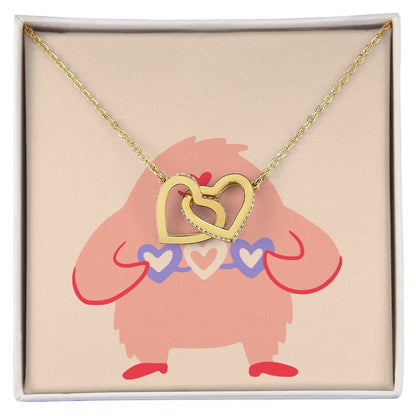 Jewelry 18K Yellow Gold Finish / Standard Box Interlocking Hearts necklace For My Valentine