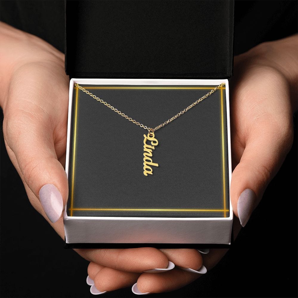 Jewelry 18k Yellow Gold Finish / Standard Box Vertical Name Necklace