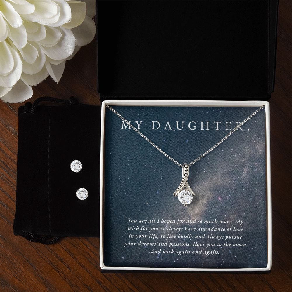 Jewelry Alluring Beauty Necklace and Cubic Zirconia Earring Set For My Daughter