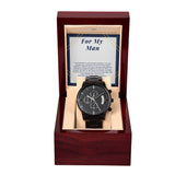 Jewelry Black Chronograph Watch For My Man - 1