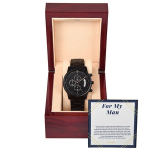 Jewelry Black Chronograph Watch For My Man - 1