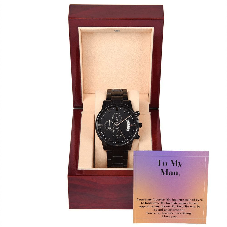 Jewelry Black Chronograph Watch For My Man