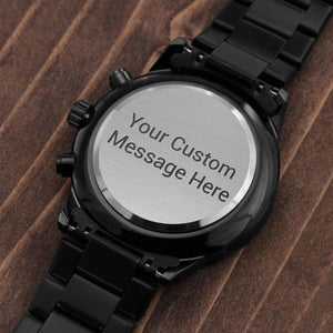 Jewelry Customizable Engraved Black Chronograph Watch