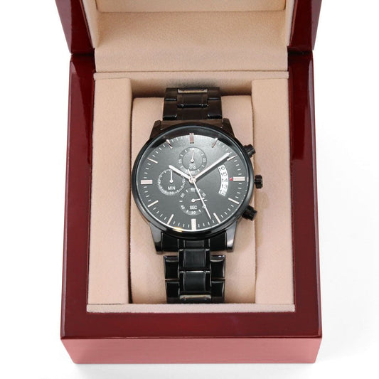 Jewelry Customizable Engraved Black Chronograph Watch