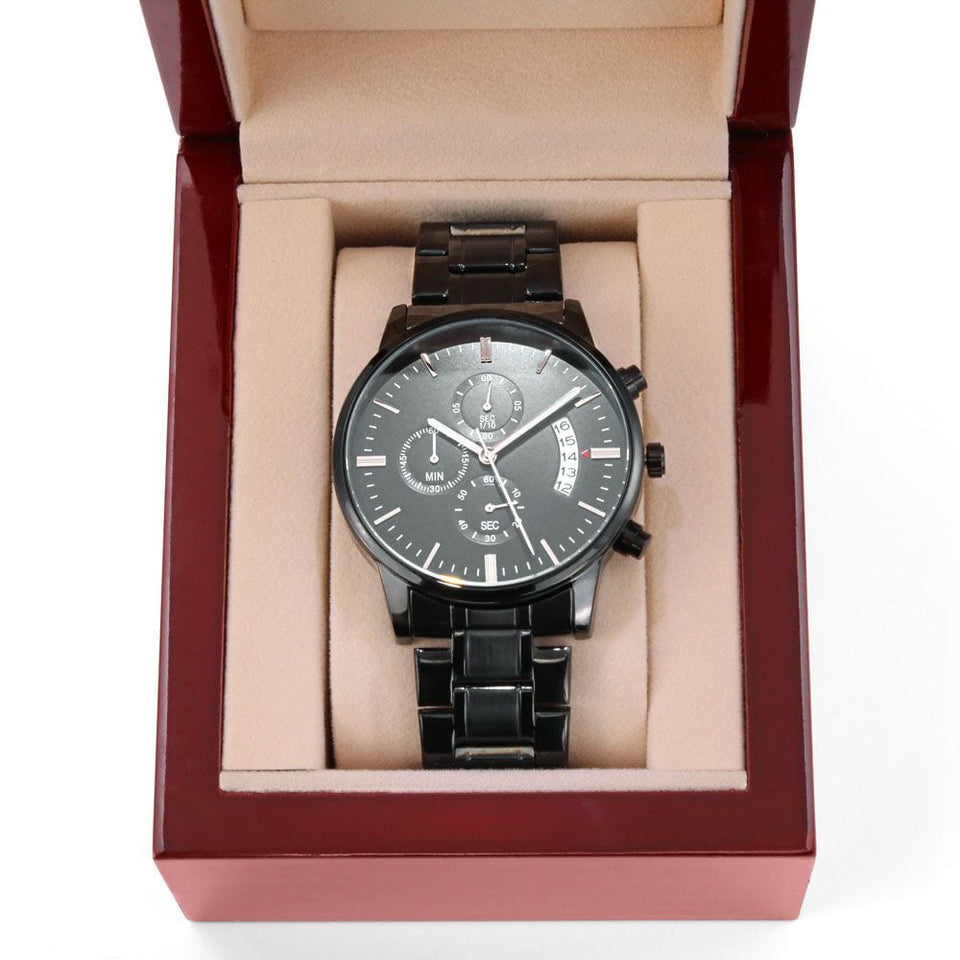 Jewelry Customizable Engraved Black Chronograph Watch