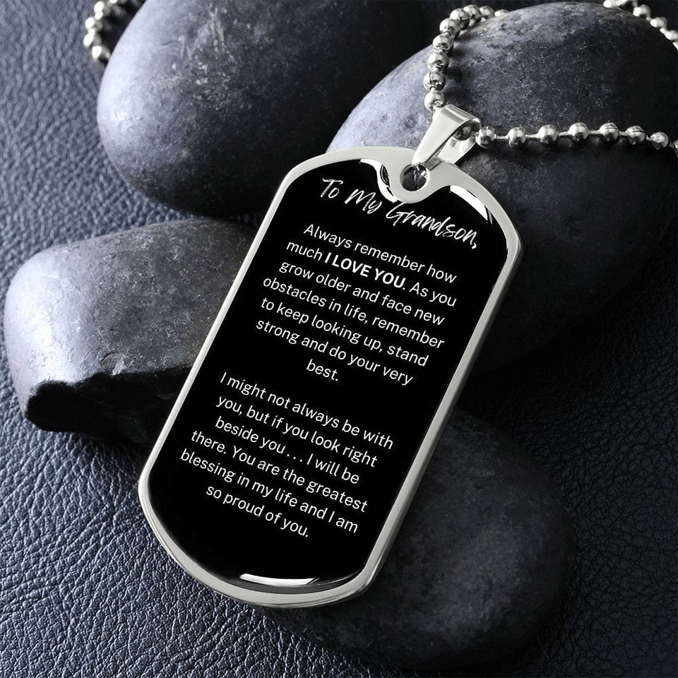 Jewelry Dog Tag For My Grandson ( I LOVE YOU )