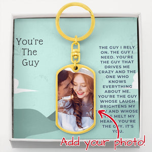 Jewelry Dog Tag Keychain (Gold) / No Dog Tag For My Man - Personalized