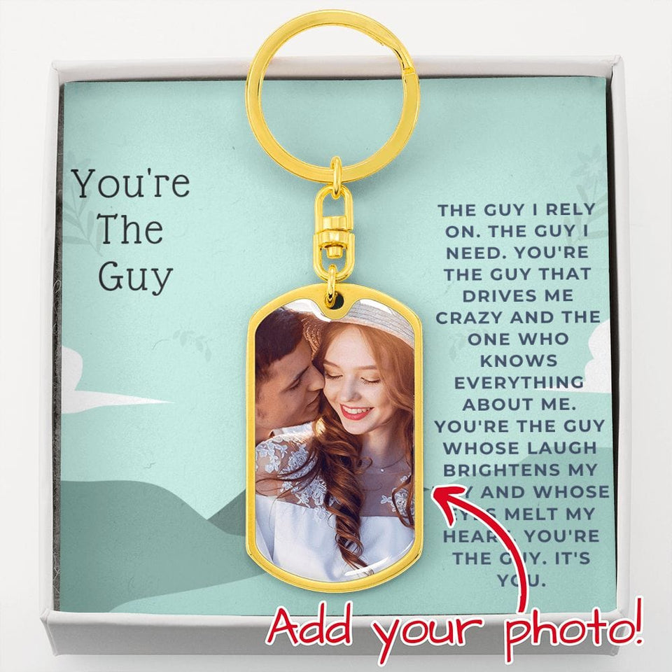 Jewelry Dog Tag Keychain (Gold) / No Dog Tag For My Man - Personalized