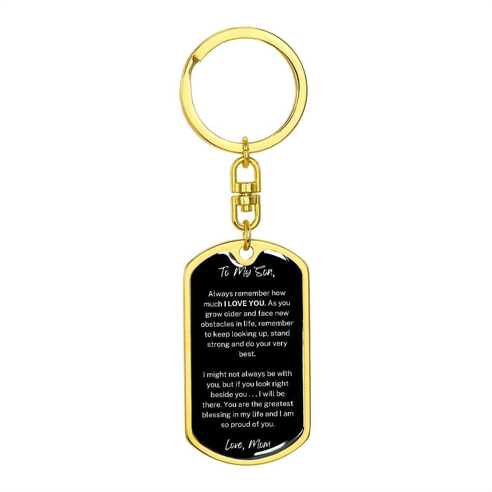 Jewelry Dog Tag with Swivel Keychain (Gold) / No Dog Tag Keychain For My Son