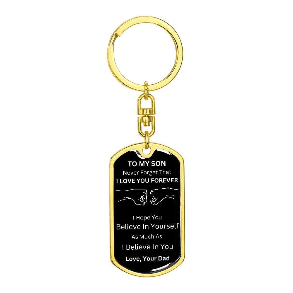 Jewelry Dog Tag with Swivel Keychain (Gold) / No Graphic Dog Tag Keychain For My Son