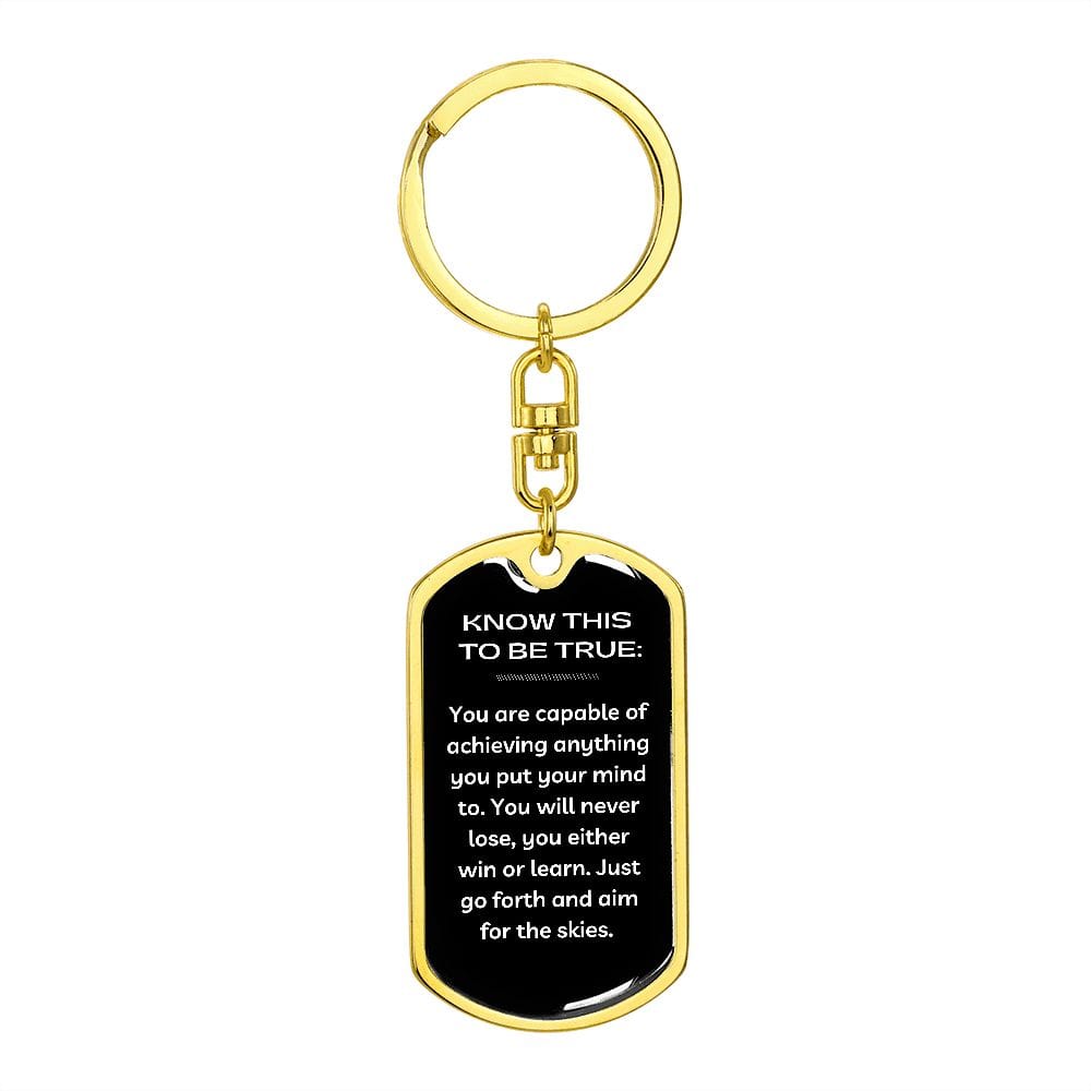 Jewelry Dog Tag with Swivel Keychain (Gold) / No Graphic Dog Tag Keychain (Know This To Be True)