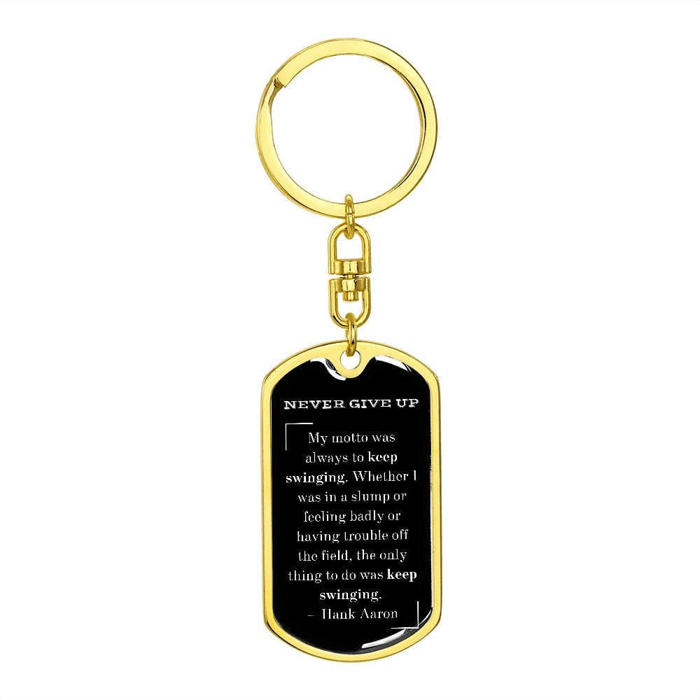 Jewelry Dog Tag with Swivel Keychain (Gold) / No Graphic Dog Tag Keychain (NEVER GIVE UP)