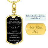 Jewelry Dog Tag with Swivel Keychain (Gold) / Yes Graphic Dog Tag Keychain For My Son