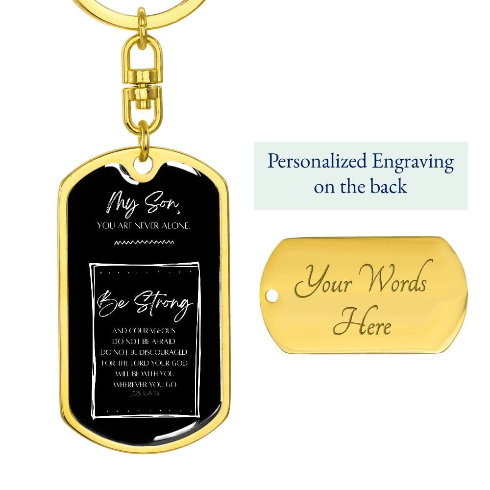 Jewelry Dog Tag with Swivel Keychain (Gold) / Yes Graphic Dog Tag Keychain For My Son