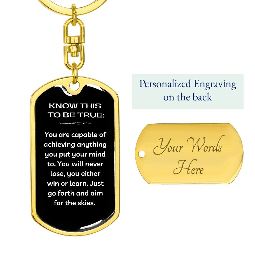 Jewelry Dog Tag with Swivel Keychain (Gold) / Yes Graphic Dog Tag Keychain (Know This To Be True)