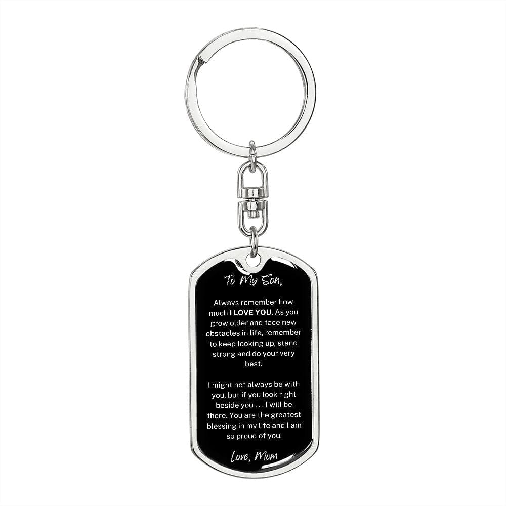 Jewelry Dog Tag with Swivel Keychain (Steel) / No Dog Tag Keychain For My Son