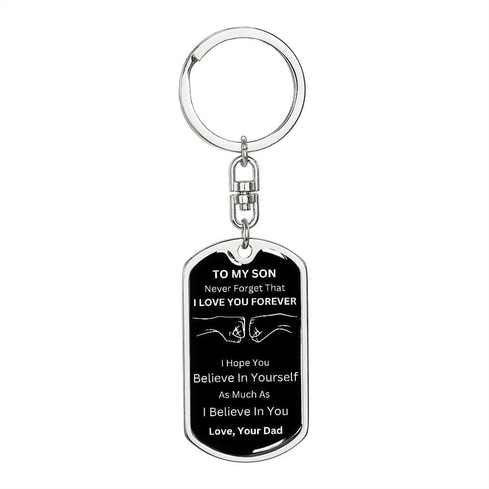 Jewelry Dog Tag with Swivel Keychain (Steel) / No Graphic Dog Tag Keychain For My Son