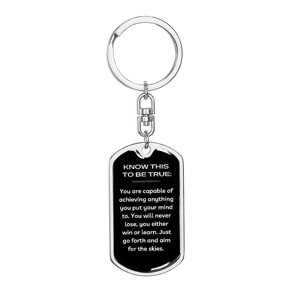 Jewelry Dog Tag with Swivel Keychain (Steel) / No Graphic Dog Tag Keychain (Know This To Be True)