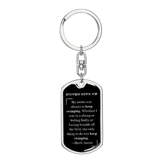 Jewelry Dog Tag with Swivel Keychain (Steel) / No Graphic Dog Tag Keychain (NEVER GIVE UP)