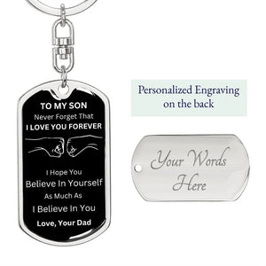 Jewelry Dog Tag with Swivel Keychain (Steel) / Yes Graphic Dog Tag Keychain For My Son