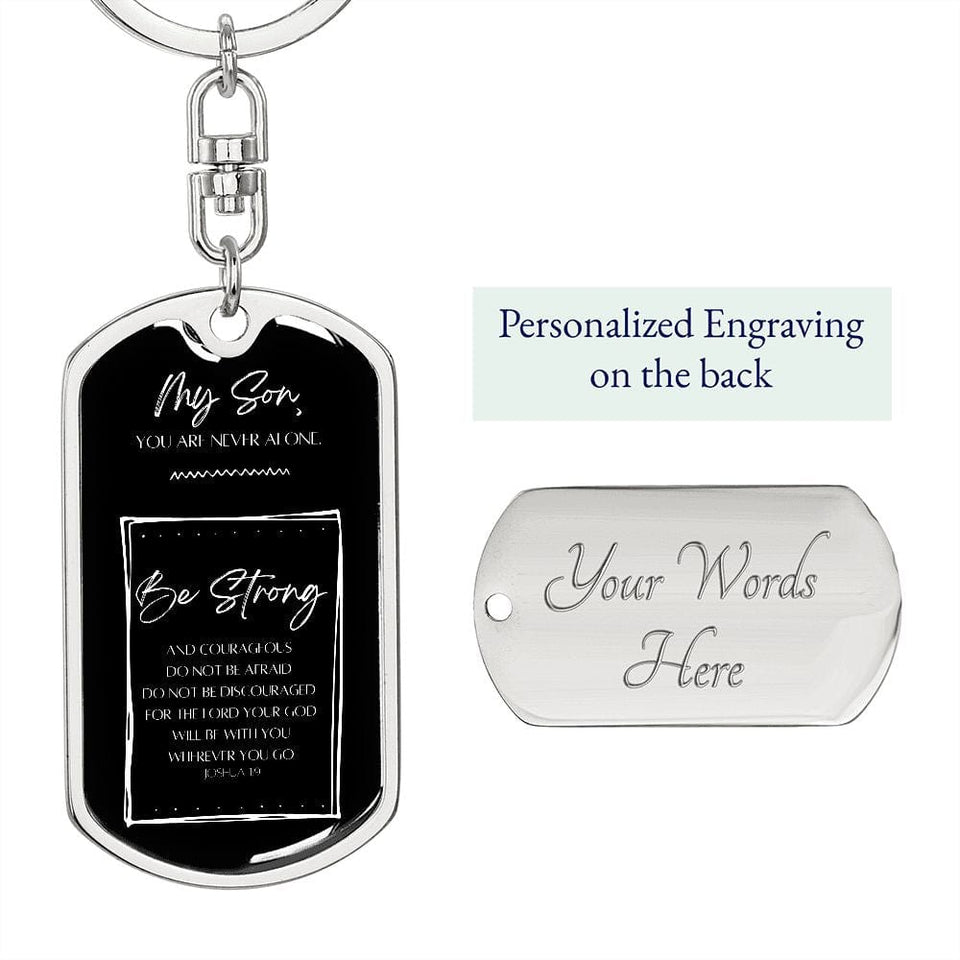 Jewelry Dog Tag with Swivel Keychain (Steel) / Yes Graphic Dog Tag Keychain For My Son