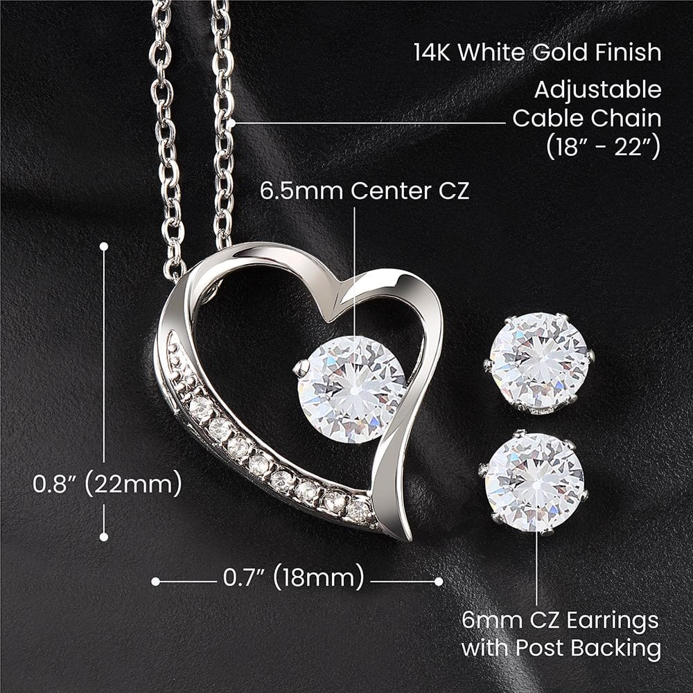 Jewelry Forever Love Necklace and Cubic Zirconia Earring Set For My Future Wife