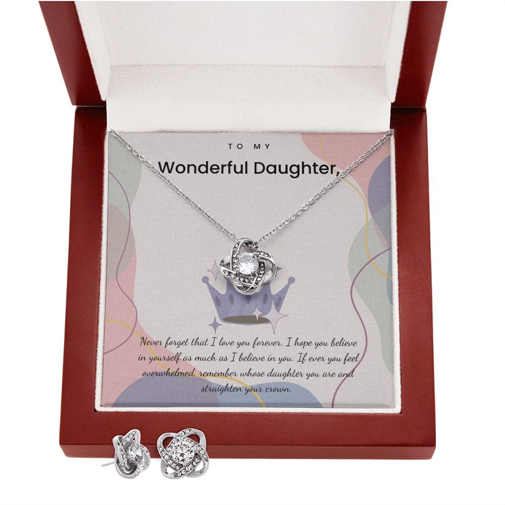 Jewelry Luxury Box w/LED Love Knot Earring & Necklace Set For My Daughter