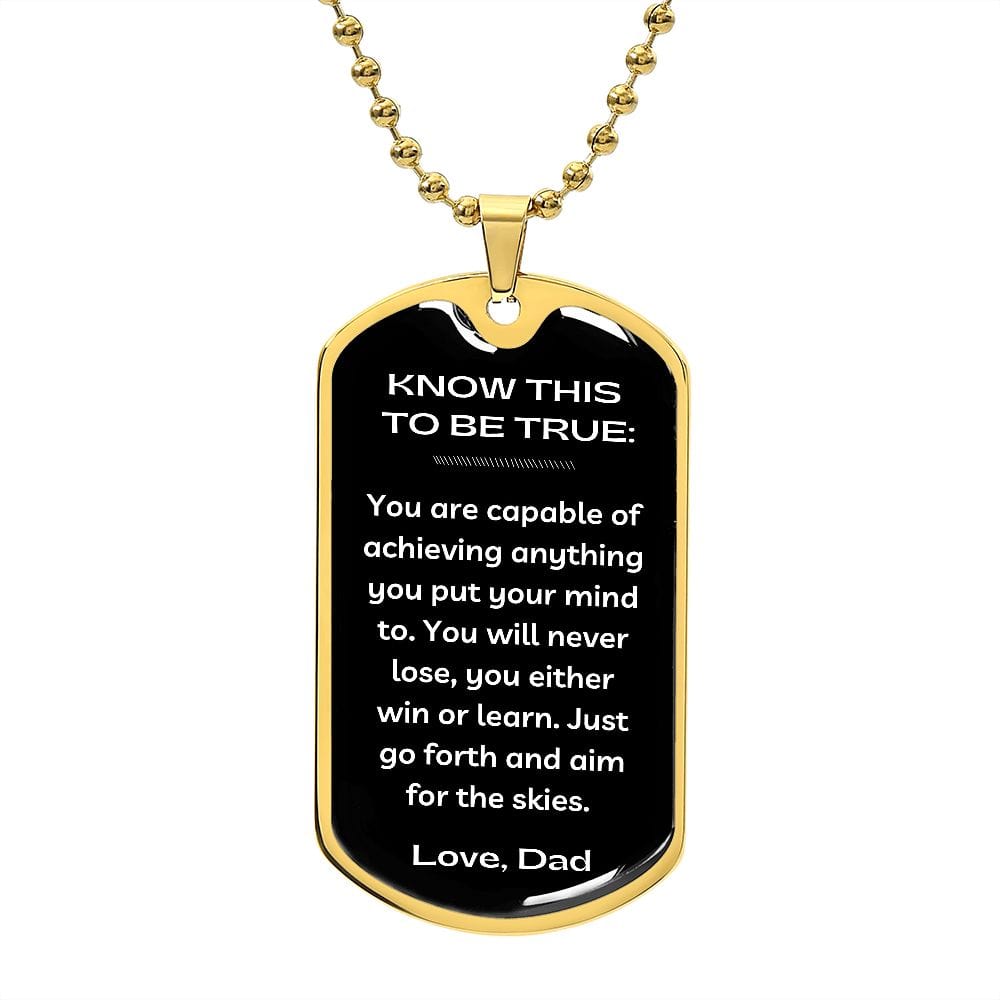 Jewelry Military Chain (Gold) / No Know This Dog Tag For My Son