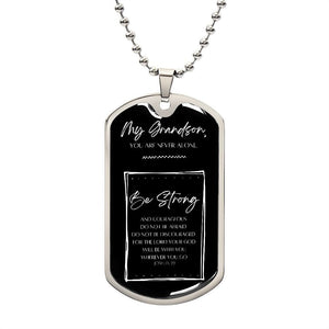 Jewelry Military Chain (Silver) / No Dog Tag For My Grandson (You are never alone)