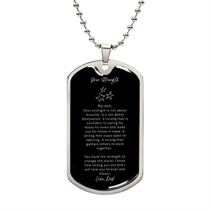 Jewelry Military Chain (Silver) / No Strength Dog Tag For My Son