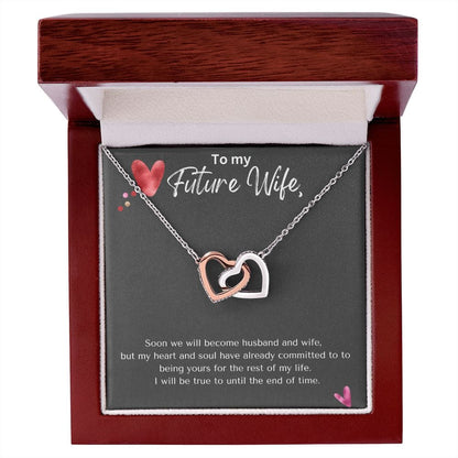 Jewelry Polished Stainless Steel & Rose Gold Finish / Luxury Box Interlocking Hearts necklace For My Future Wife