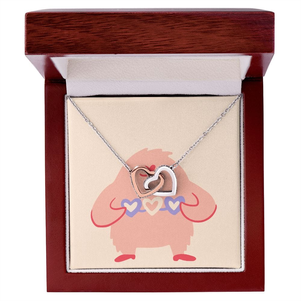 Jewelry Polished Stainless Steel & Rose Gold Finish / Luxury Box Interlocking Hearts necklace For My Valentine
