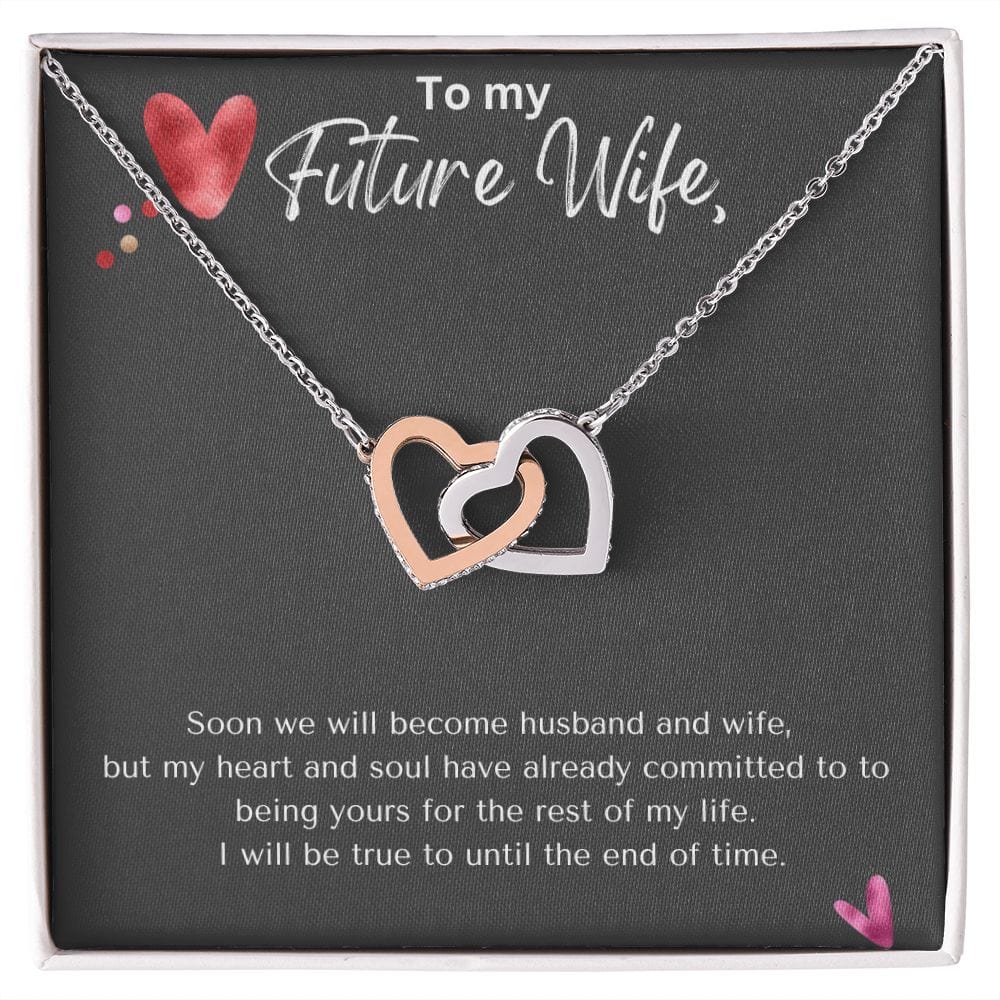 Jewelry Polished Stainless Steel & Rose Gold Finish / Standard Box Interlocking Hearts necklace For My Future Wife