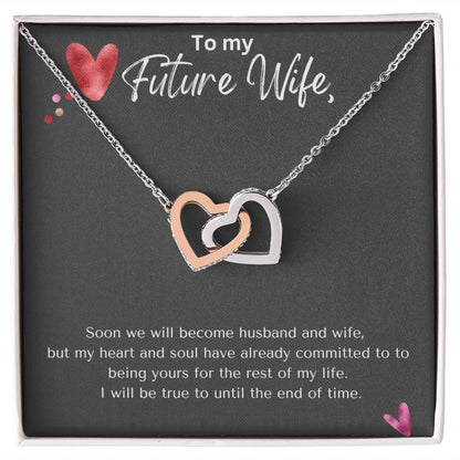 Jewelry Polished Stainless Steel & Rose Gold Finish / Standard Box Interlocking Hearts necklace For My Future Wife